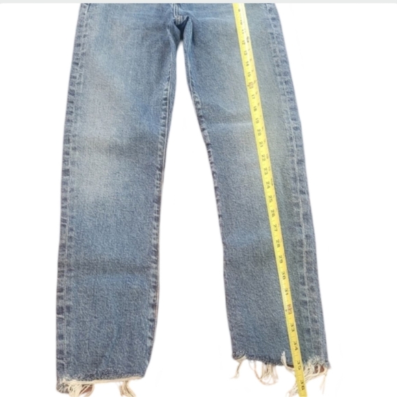 AGOLDE Toni Mid Rise Straight Leg Raw Hem Jeans 25 Light Wash Denim - Picture 7 of 7